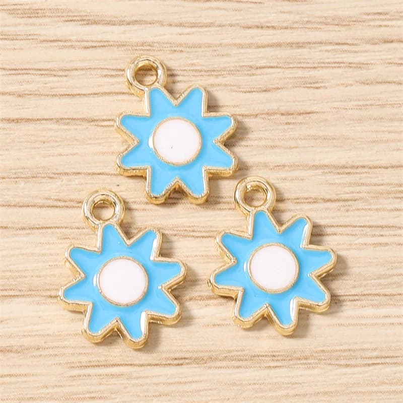 10 pendentifs breloques émail mignons soleil et lune pour la fabrication de boucles d'oreilles, coll