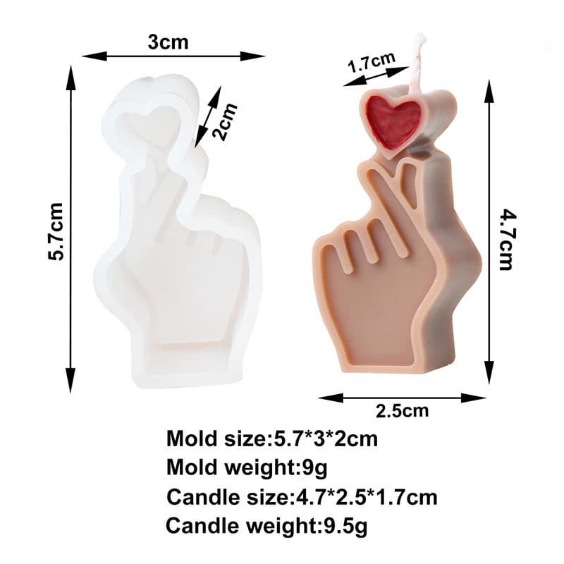 Ensemble de fabrication de bougies d'amour créatif, geste moyen, main humaine, cœur, doigt, savon, r