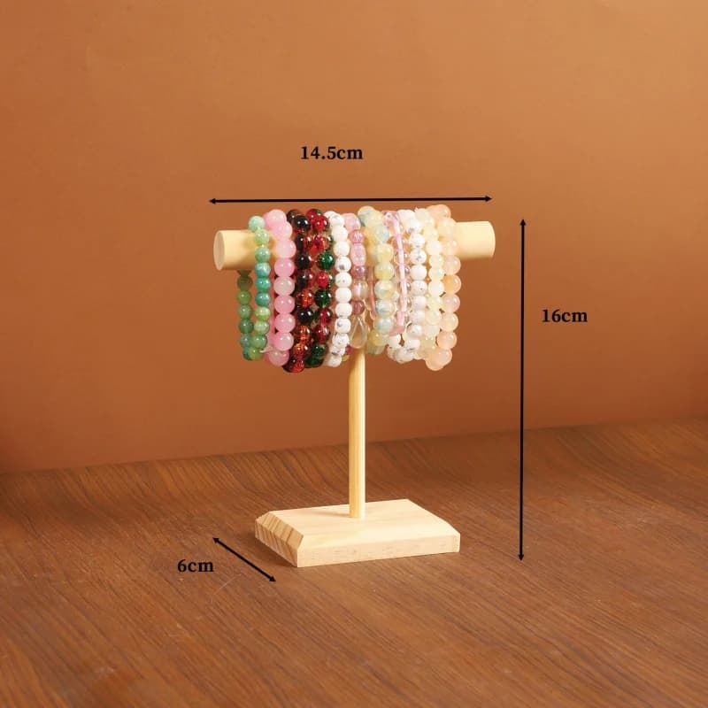 Présentoir à bijoux en bois en forme de T, support pour colliers, tours à bijoux, présentoir à brace