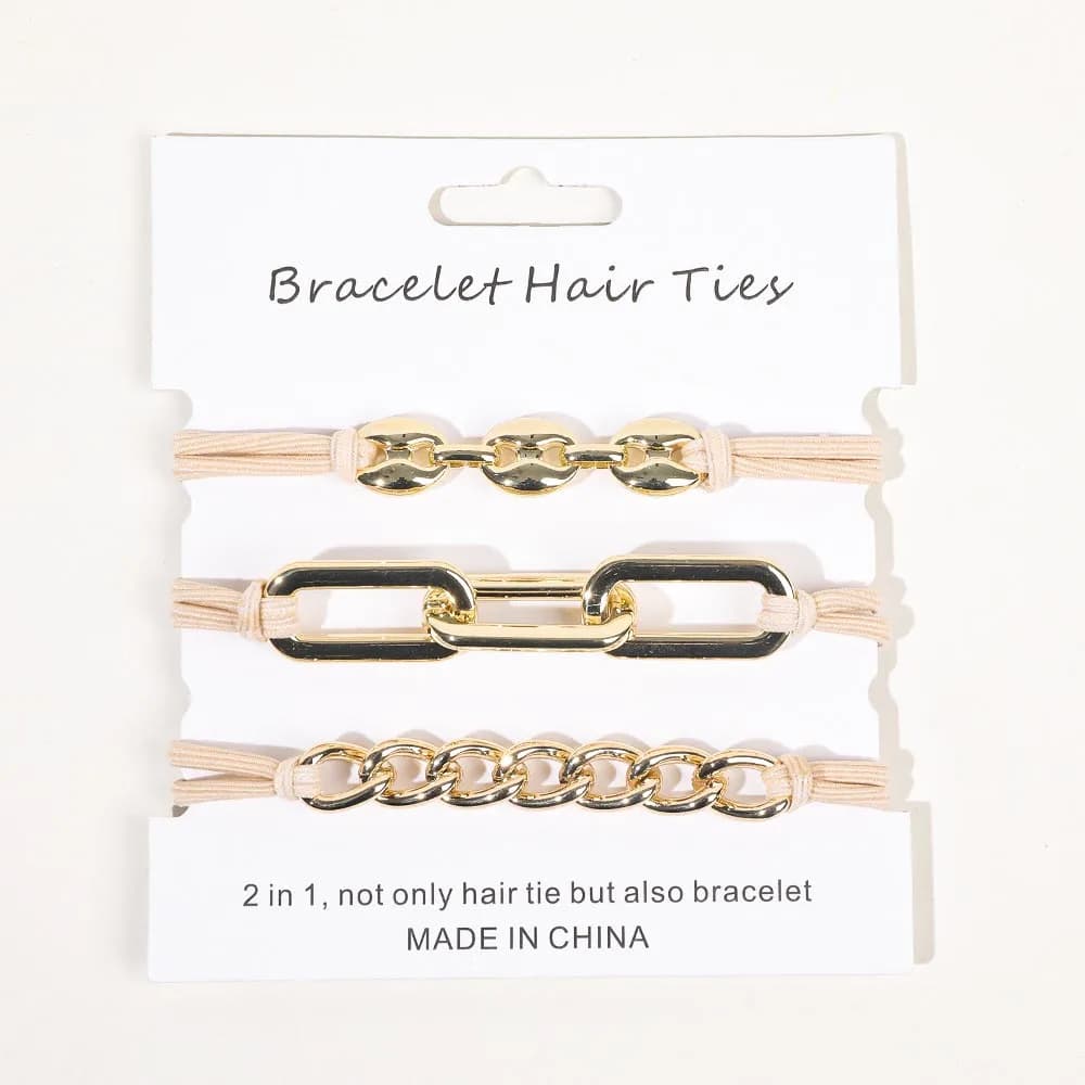 Bracelet élastique en caoutchouc en métal pour femmes et filles, chouchous pour cheveux, accessoires