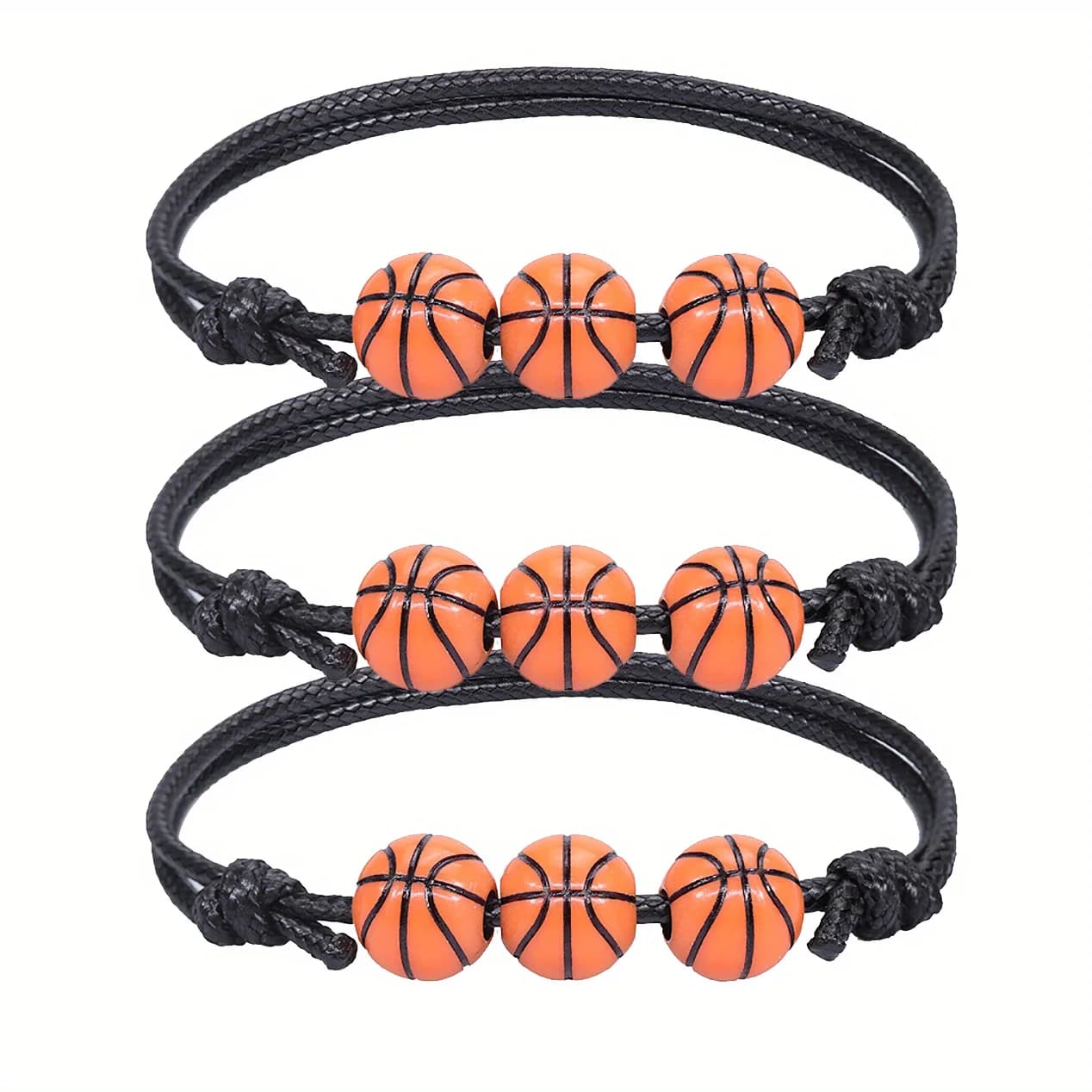 Ensemble de 3 bracelets de sport pour garçons et filles - Bracelets tressés en cire pour basketball,