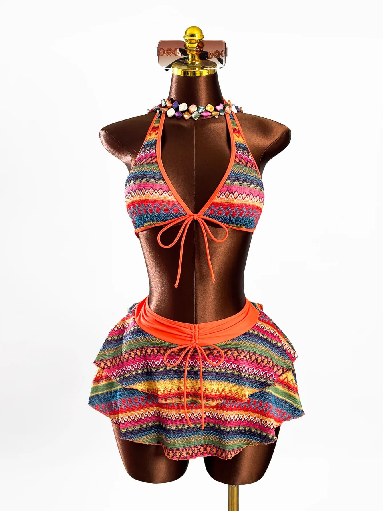 Maillot de bain bikini rouge sexy pour femme, ensemble de plage thermique, style transfrontalier, en