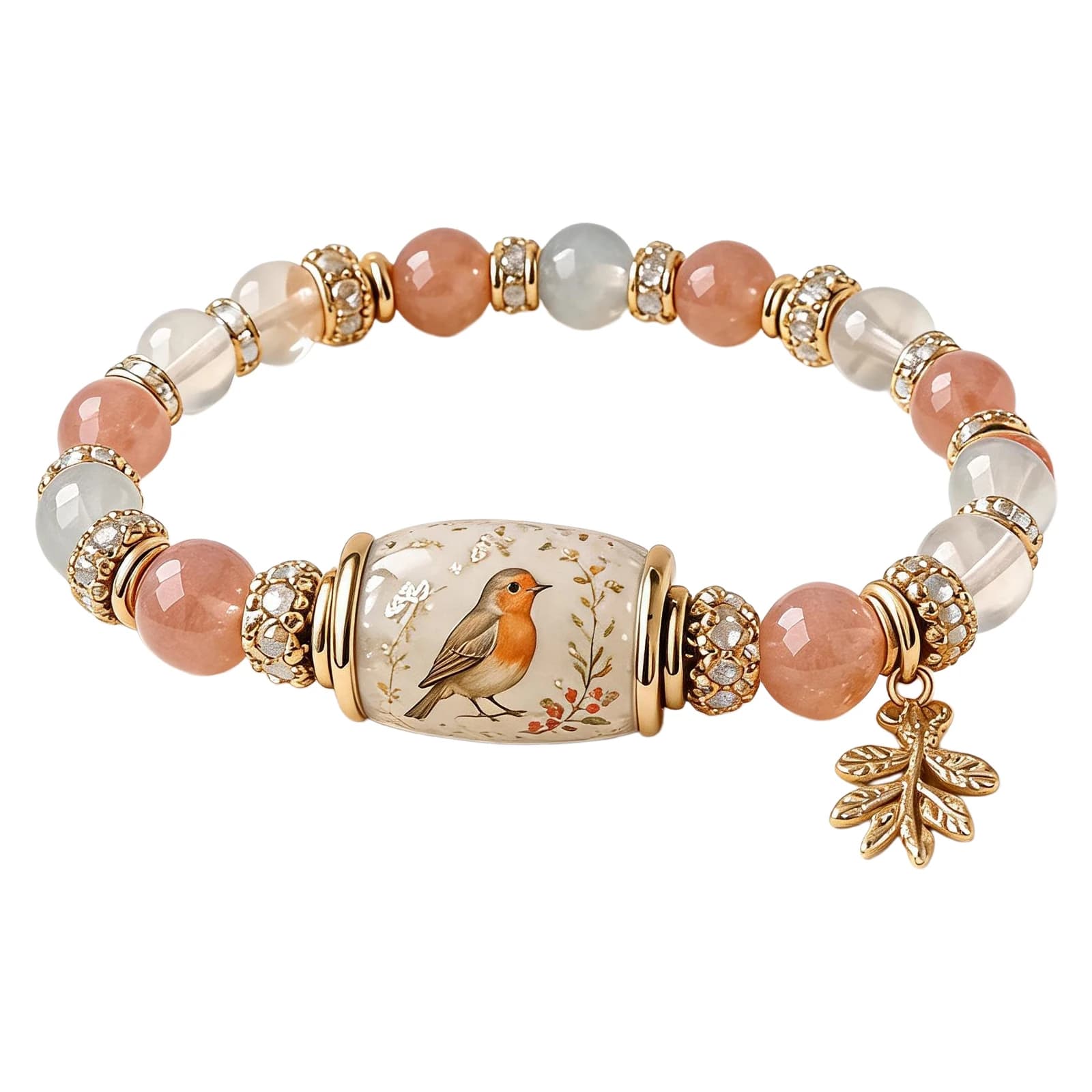 Bracelet en perles de pierres précieuses élastiques en céramique de cristal, avec breloques inspiran