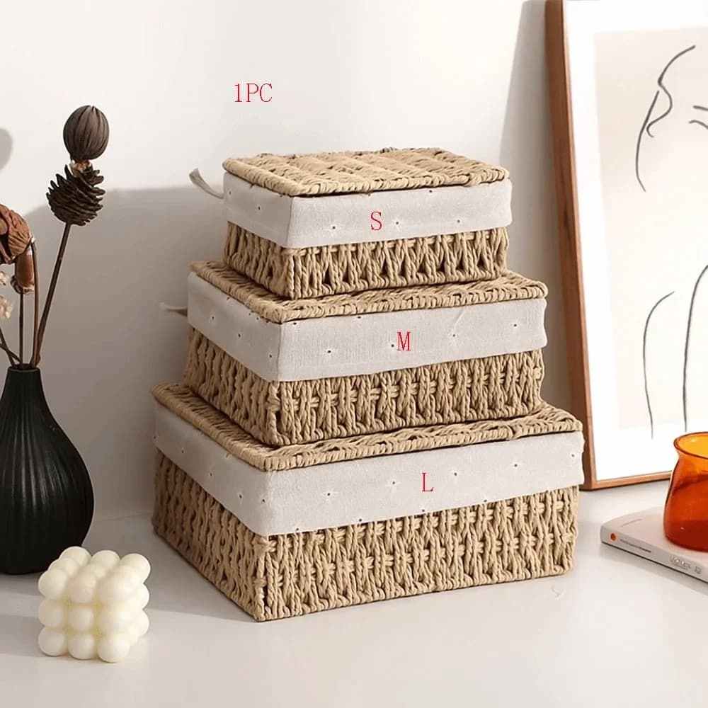 Paniers de rangement universels en osier tissé à la main, bacs décoratifs bohème pour la maison, pan