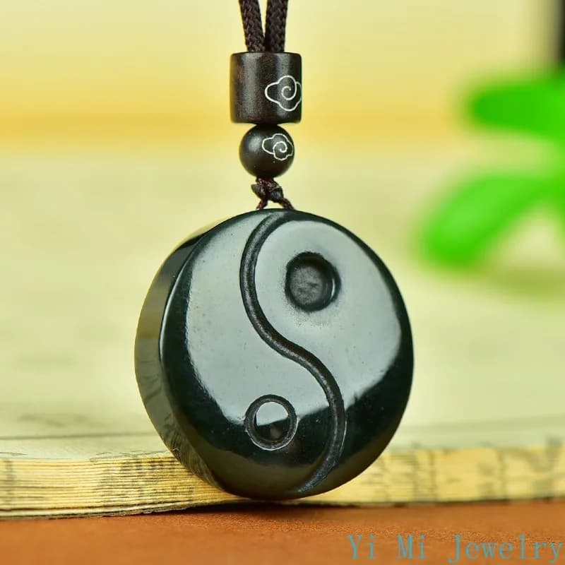 Collier pendentif en néphrite naturelle de Jade vert Tai Chi pour hommes et femmes, bijoux fins, vér