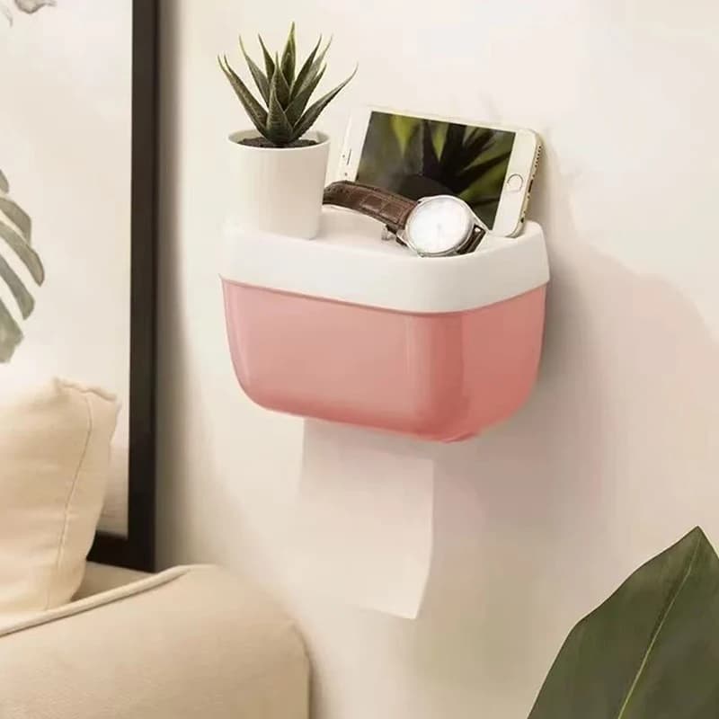 Porte-papier toilette mural peu encombrant avec distributeur de mouchoirs et rangement - Installatio