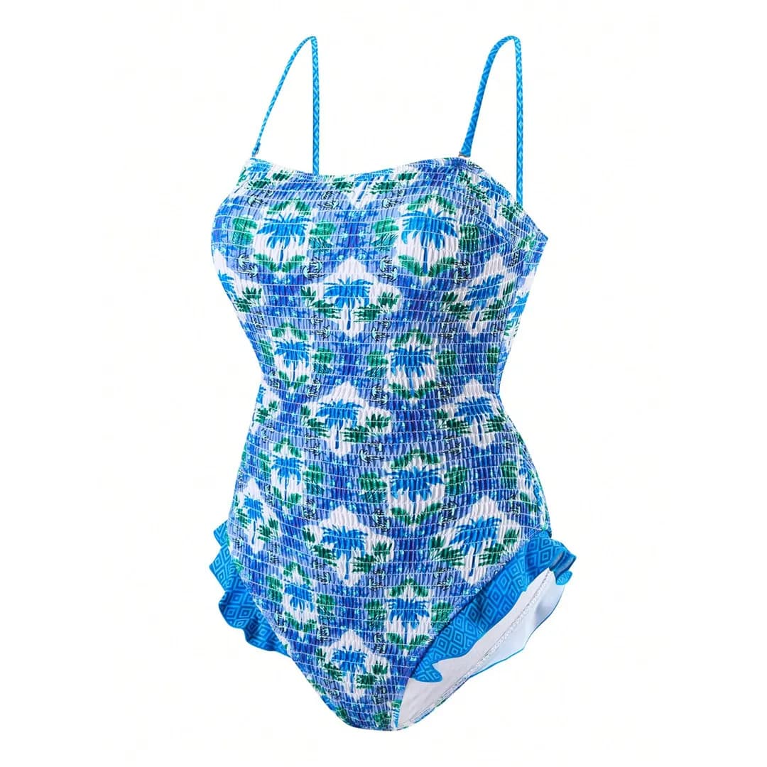 Maillot de bain une pièce pour femme, 4 couleurs, tailles S-XL, coupe haute, imprimé, froncé, froiss