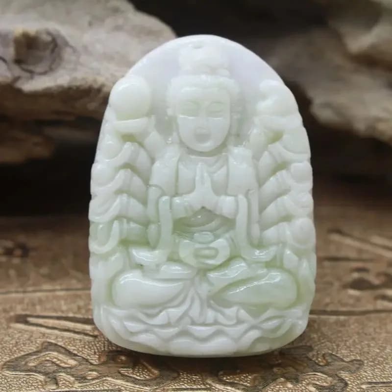 Pendentif Guanyin à mille mains sculpté à la main en jade naturel de Lantian, bijoux de mode de bout