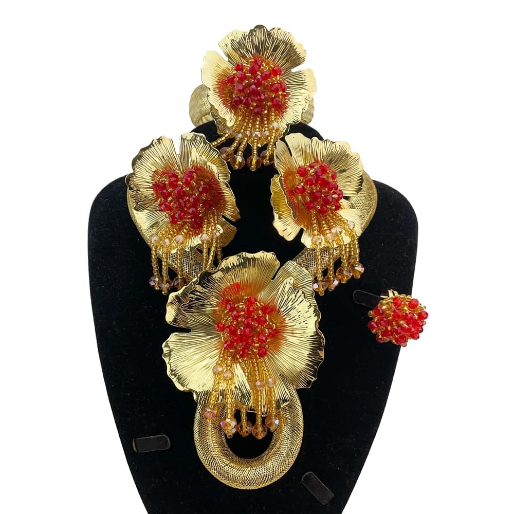 Ensembles de bijoux de fleurs faits à la main pour femmes, style unique brésilien, haute qualité, no