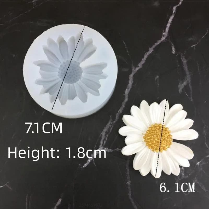 Moule à bougie en Silicone, marguerite, camomille, cire, savon fait à la main, Fondant, outil de déc