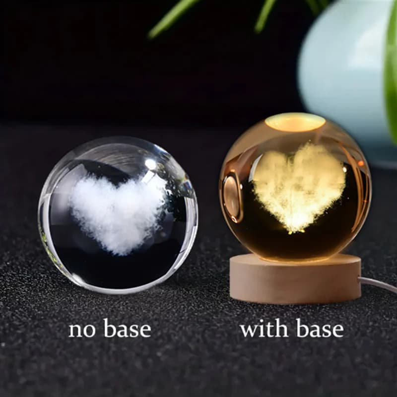 Boule de cristal 3D planète en verre LED, 6cm, veilleuse chaude, système solaire gravé au Laser, Glo