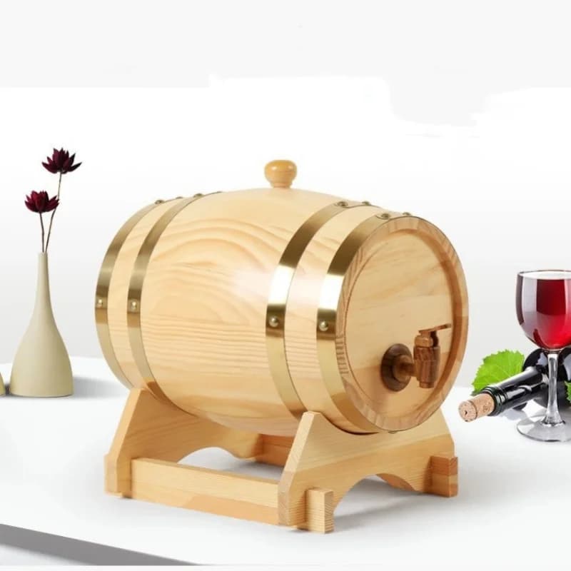 JUSTINLAU Baril à vin en bois 1,5/3L avec robinet, baril décoratif en chêne et pin pour le stockage 