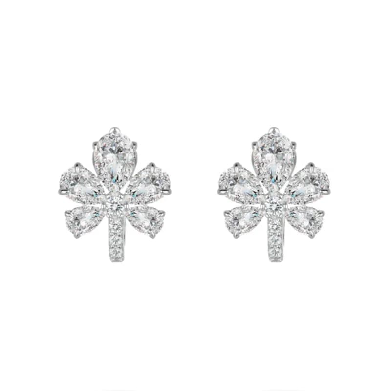 BELLUX – boucles d'oreilles élégantes en argent 925, goutte d'eau, Zircon scintillant, feuille porte
