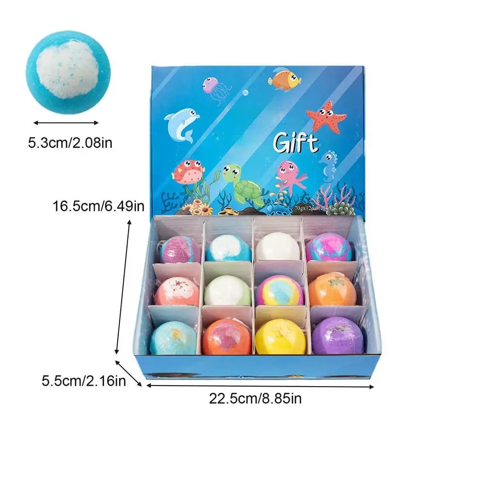 12 boules de bain moussantes naturelles avec jouet animal, idéales pour les cadeaux de Noël, pour en