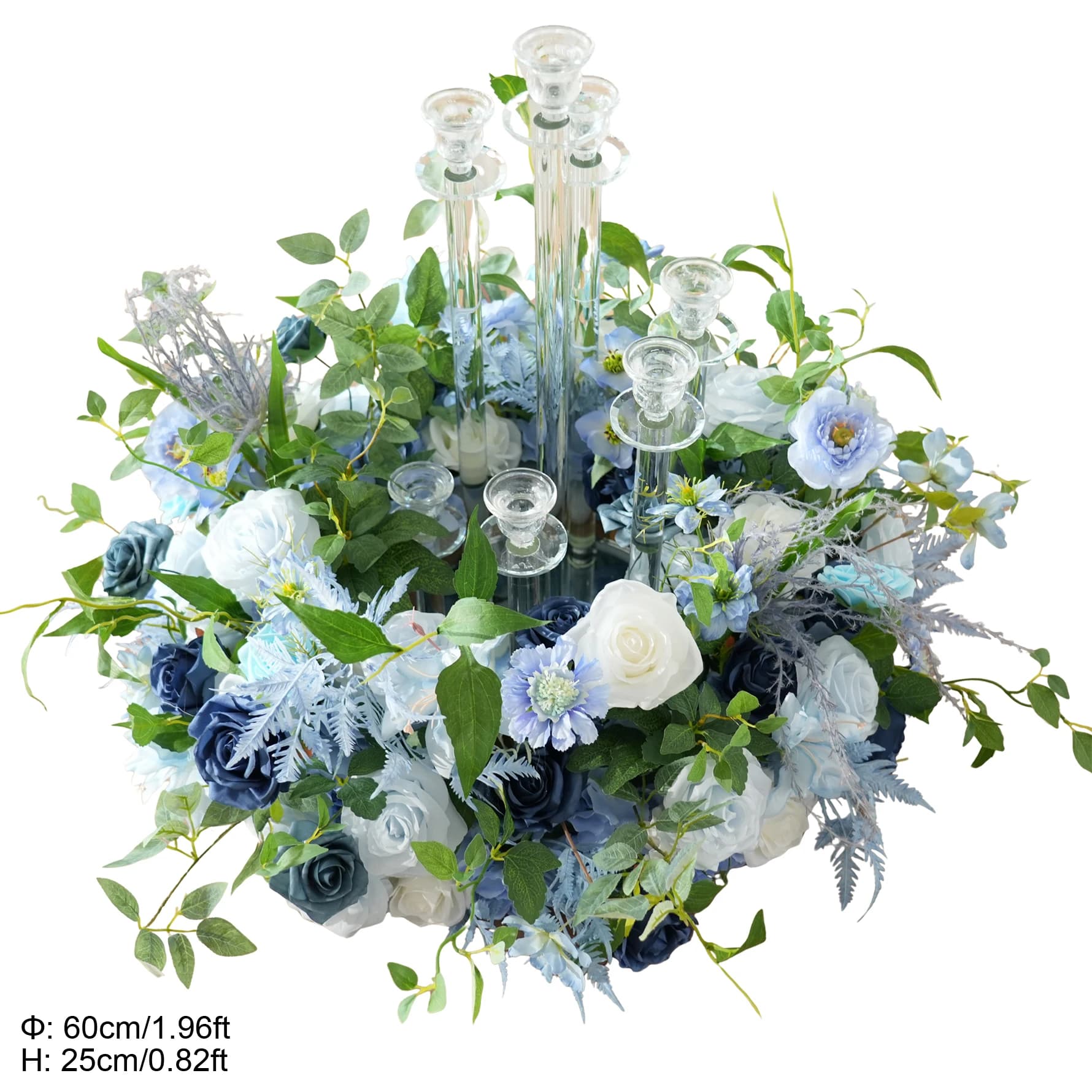 CHUXIN C9076 Guirlande Florale Artificielle Rose Bleue et Blanche avec Verdure, Décoration de Table 