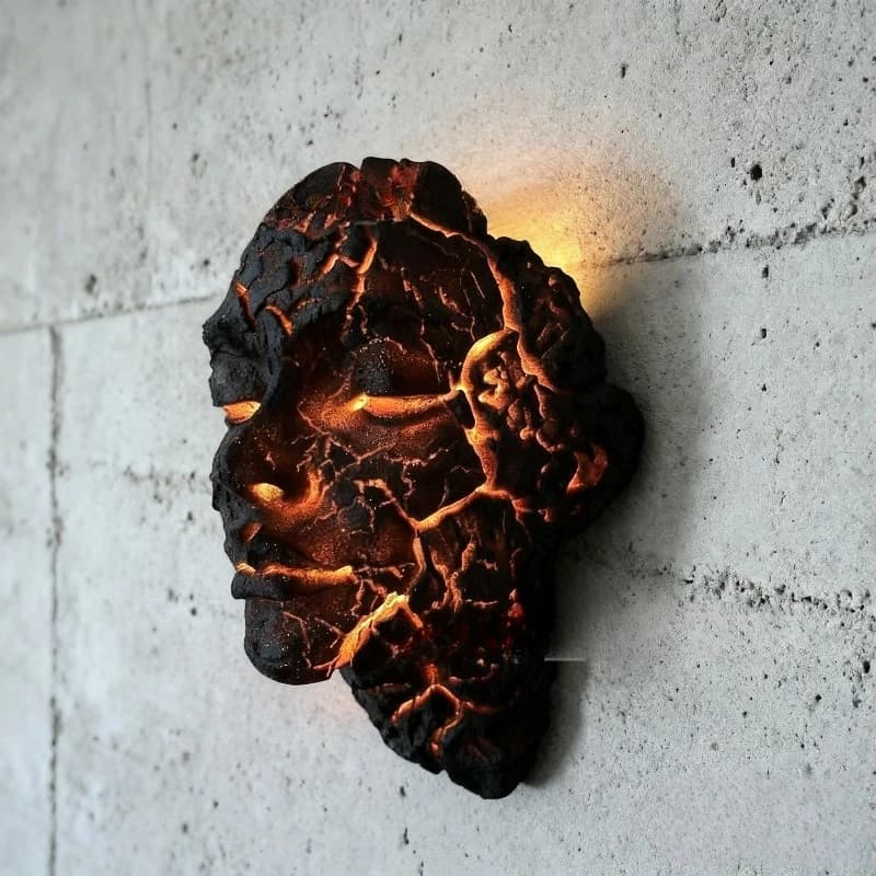 Applique murale décorative d'âme craquelée, applique murale LED au design de lave noire avec fissure