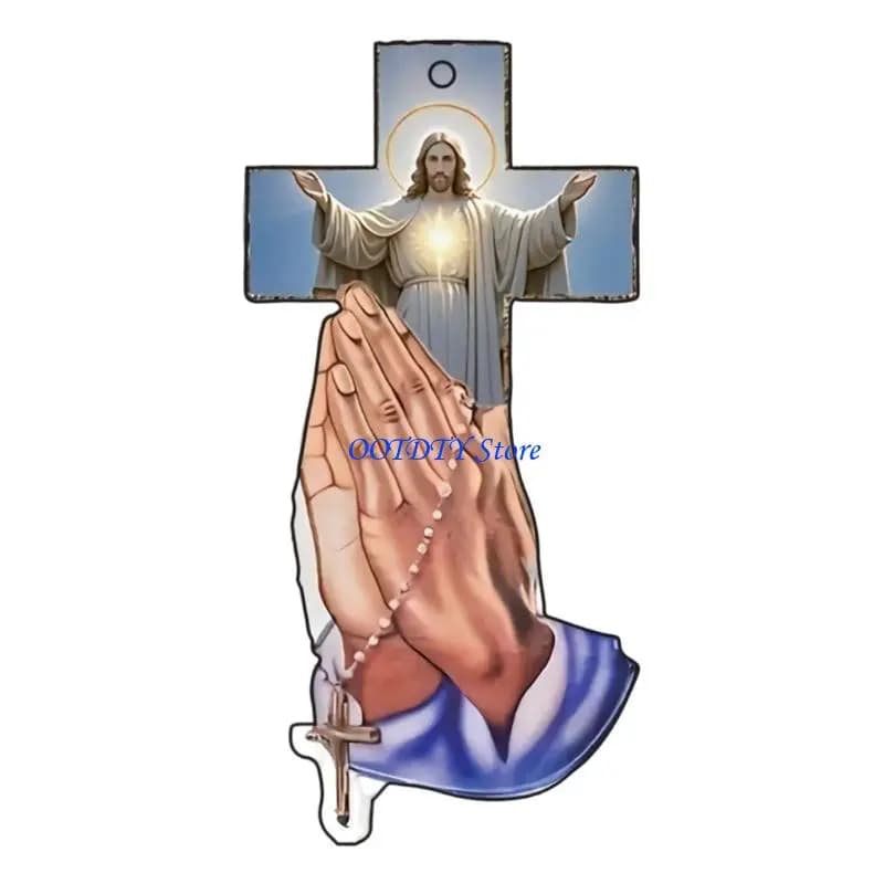 Croix en acrylique 367A, ornement chrétien, ornement noël religieux pour arbre noël