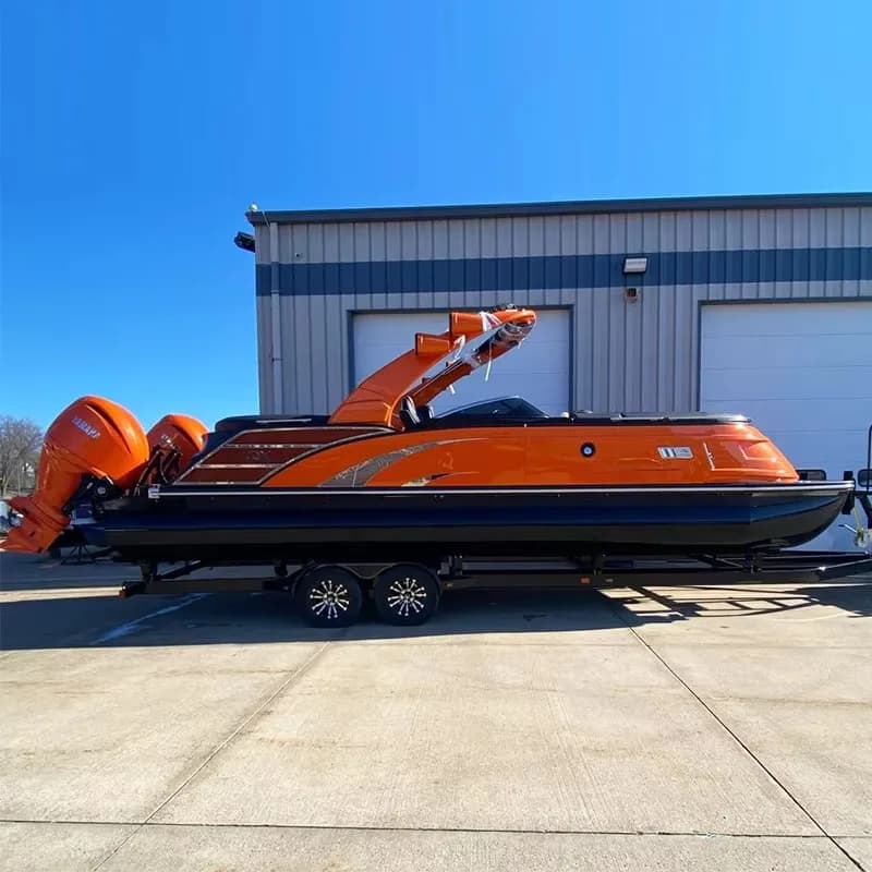 Bateaux pontons sportifs personnalisés de 25 pieds en aluminium, barge flottante de luxe pour fêtes,