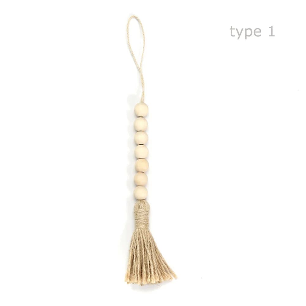 Guirlande d'ornement cadeau faite à la main, décoration de maison avec glands rustiques en Jute, gui