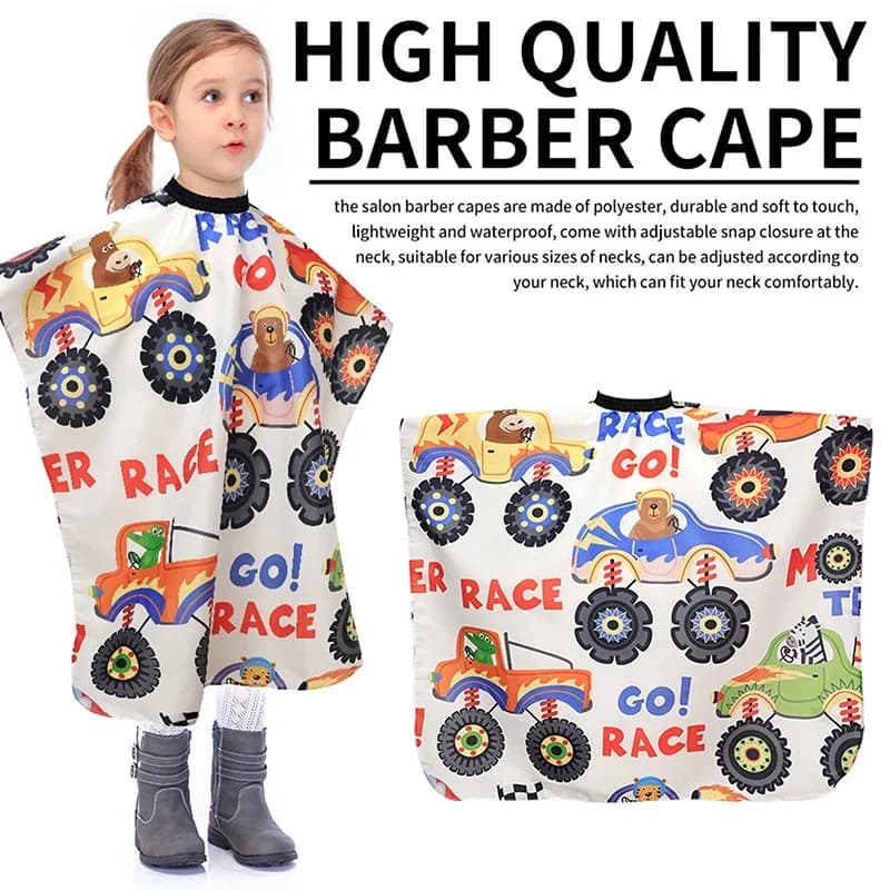 Cape de coiffeur de voiture de dessin animé pour enfants, Cape professionnelle pour Salon de coiffur