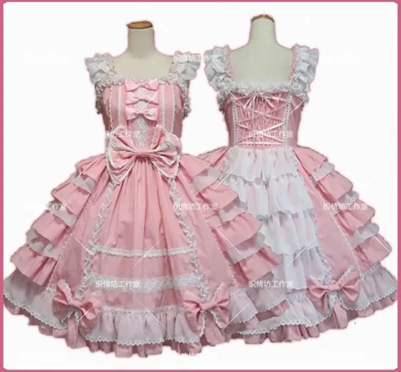 Robe en coton style Sweet Lolita Angel, type pull-over, avec dentelle, pour femme, style gothique, d