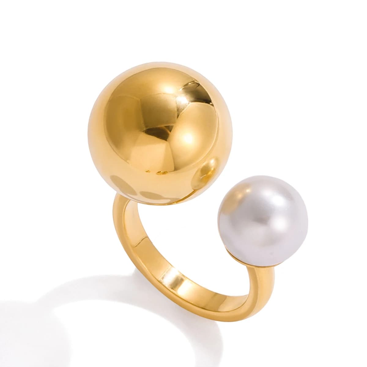 Yori mode Imitation perle métal PVD plaqué géométrique bague nouveautés haute qualité Texture bijoux