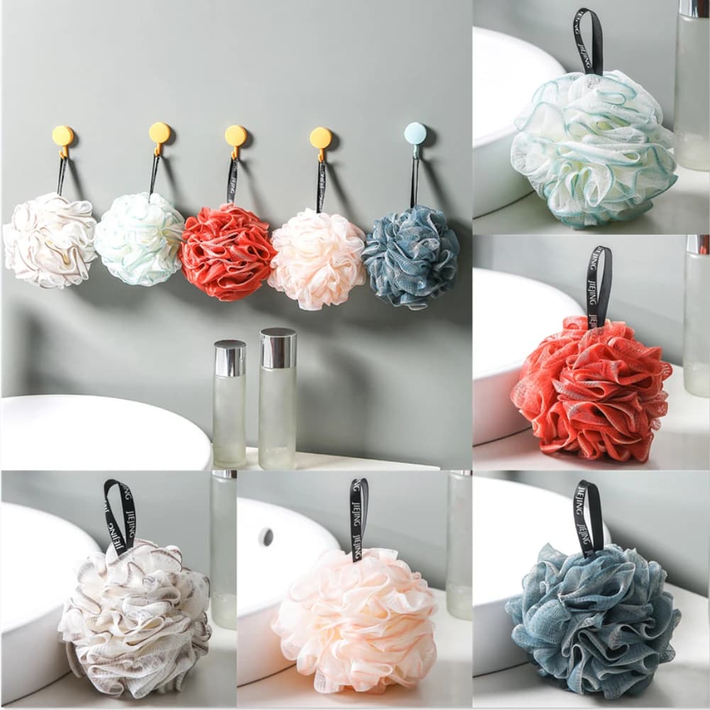Boules d'éponge de bain en maille douce, nettoyant pour le corps, épurateurs exfoliants, boule de ba
