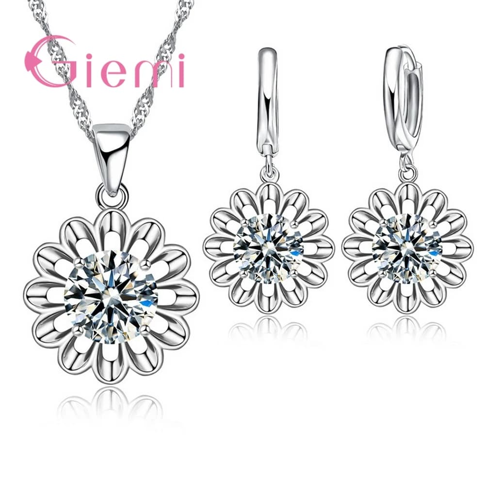Ensemble de bijoux de mariage tendance pour femmes, en argent Sterling 925, pendentif en cristal, co