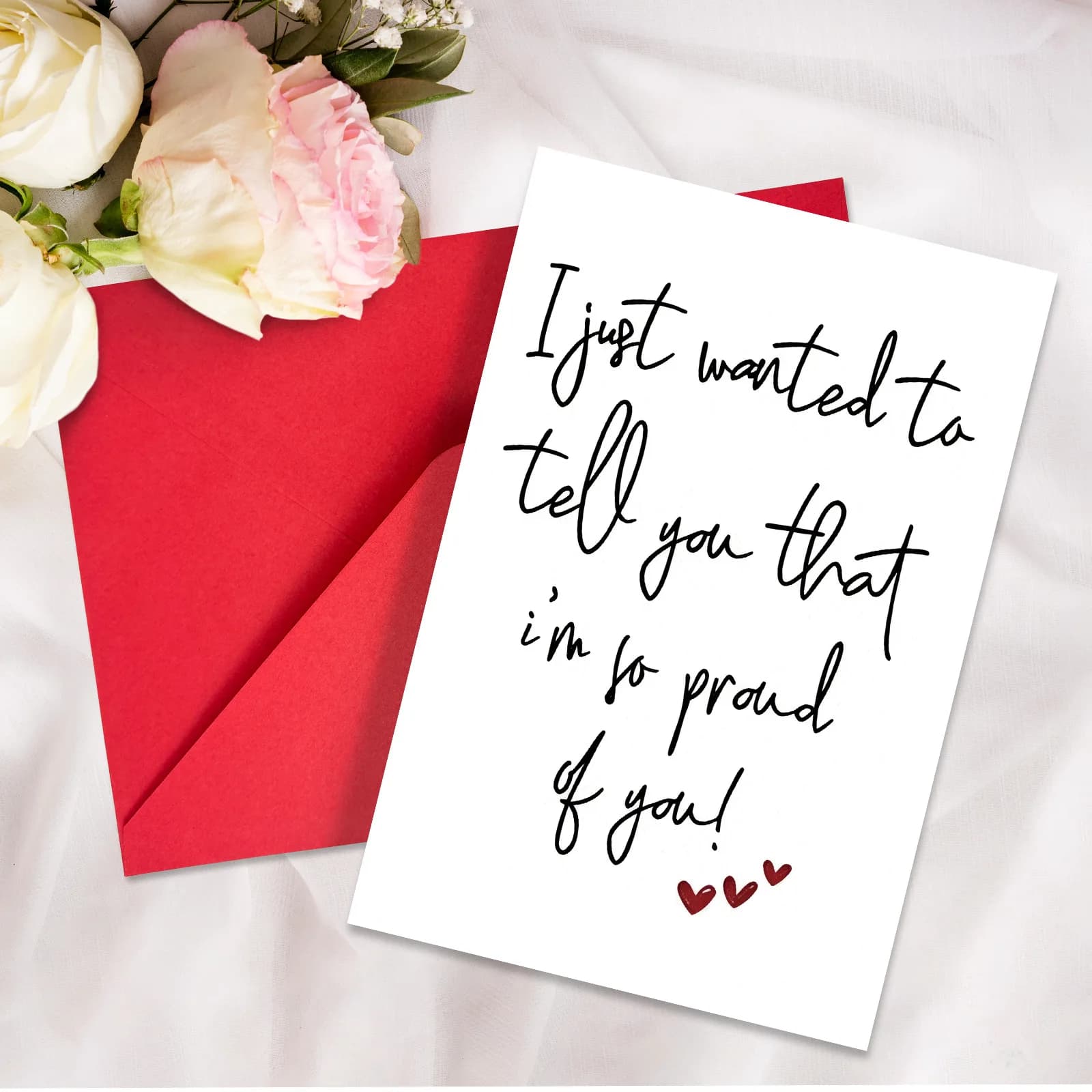 Carte d'encouragement « Je suis si fière de toi » avec enveloppe rouge