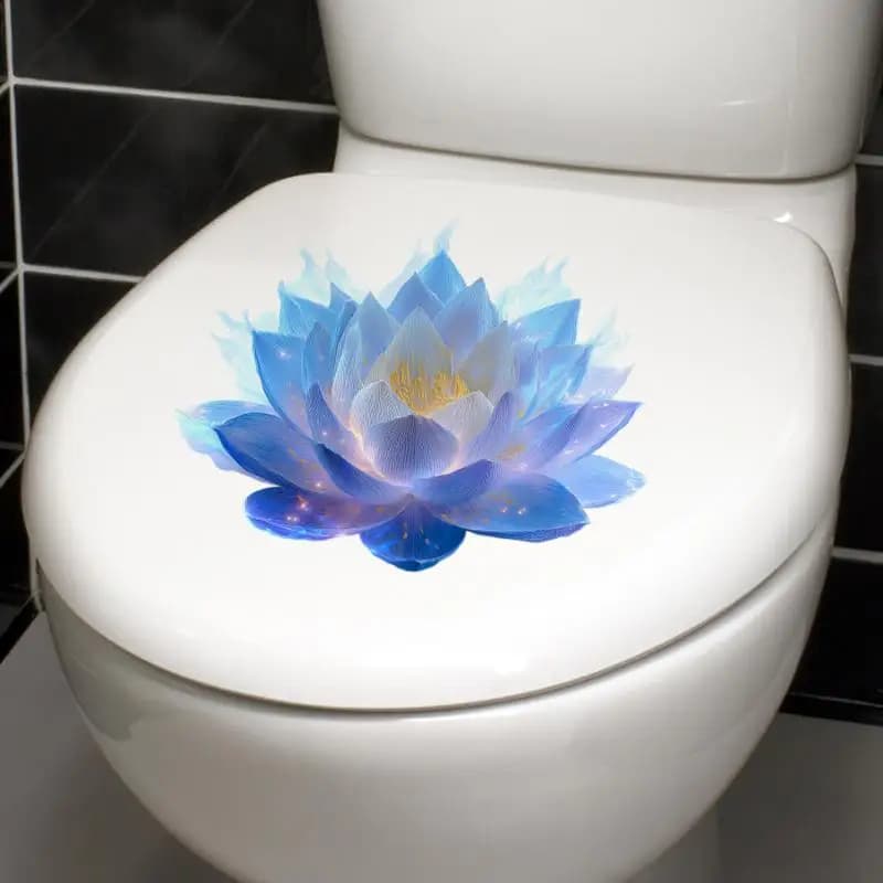 1 ensemble d'autocollants de toilette bleus dégradés, autocollants muraux créatifs en forme de Rose