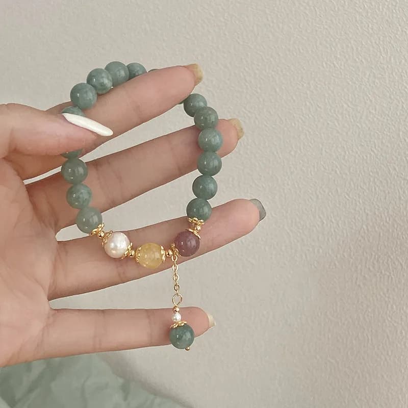 Bracelets à breloques en Jade naturel de birmanie et perles d'eau douce pour femmes, bijoux de haute