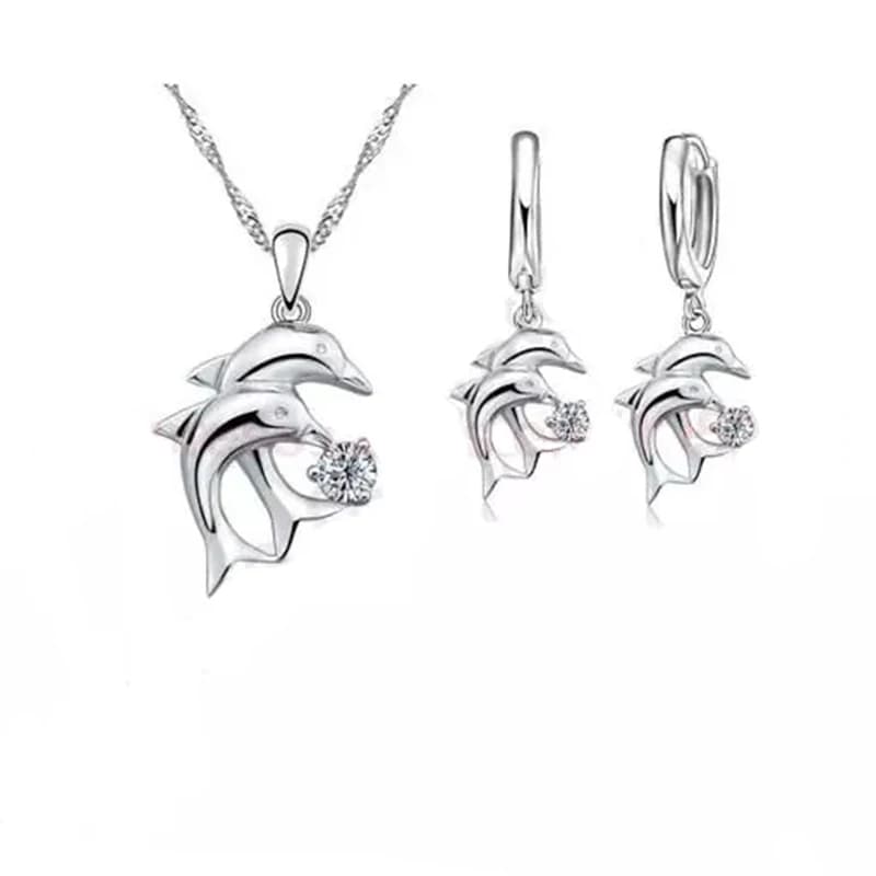Doule DolDave-Ensemble de bijoux en argent regardé 925, pendentif cubique blanc, contre-indiqué, col