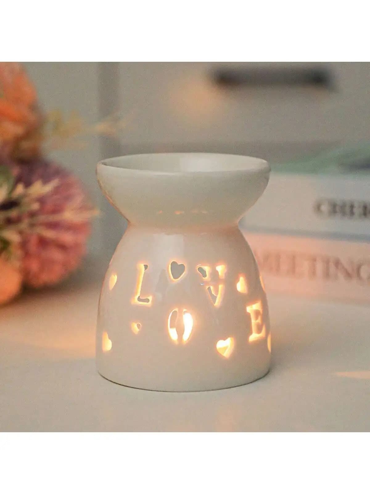 Mini porte-bougie en céramique délicat, creux, en forme de fleur, de cœur, de lune et d'étoile, diff