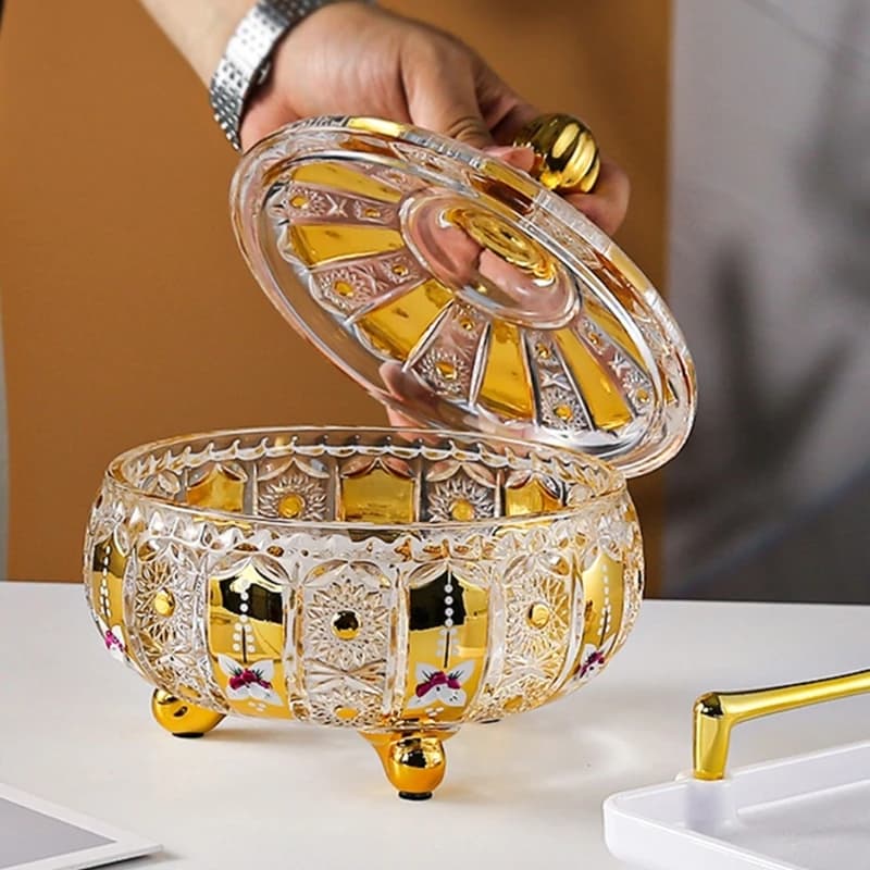 Plat à bonbons avec couvercle, pot à bonbons en noël, pot en verre couvert décoratif, boîte à bijoux