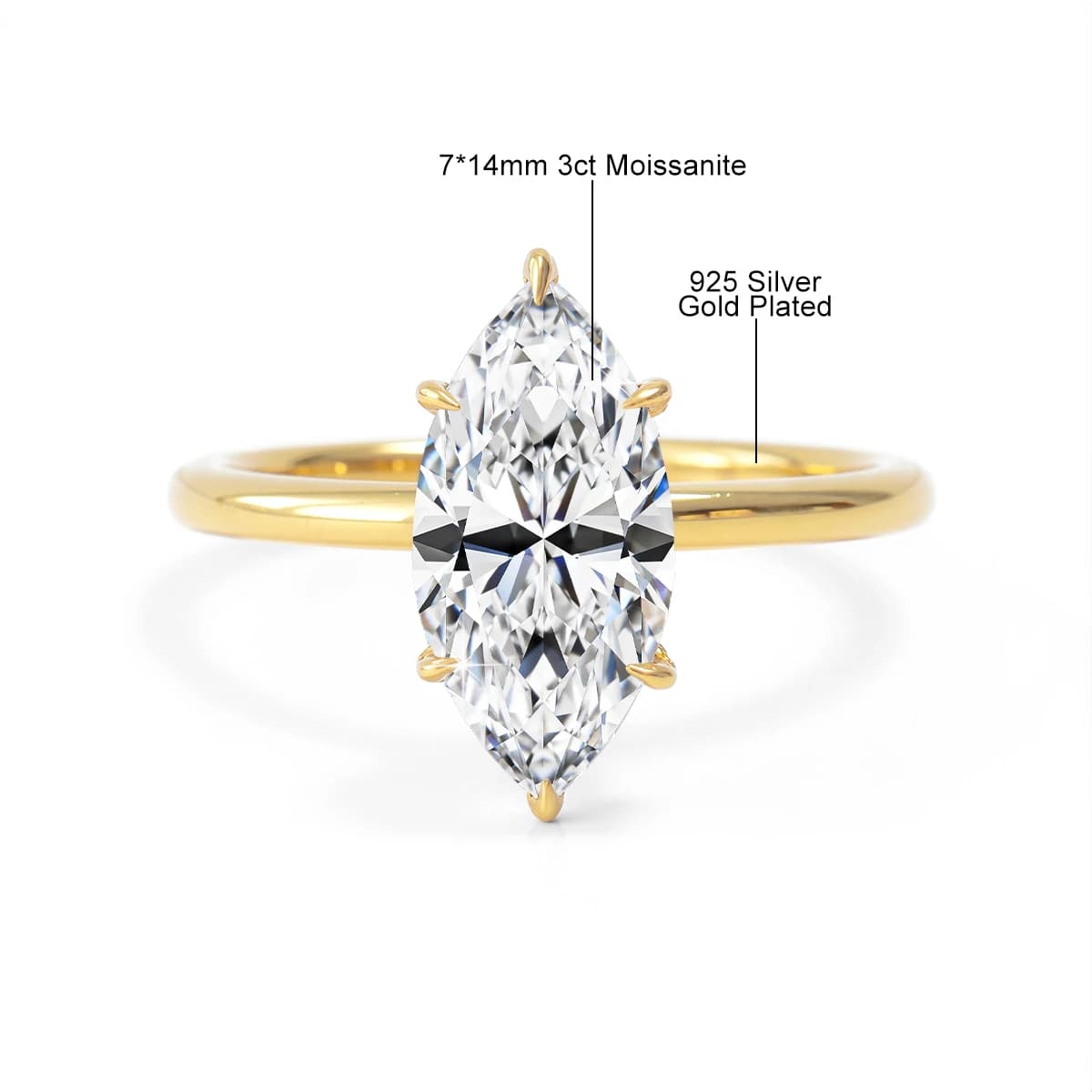 Bagues en Moissanite Marquise 3CT pour femmes, avec certificat GRA, bague fine en argent 925, access
