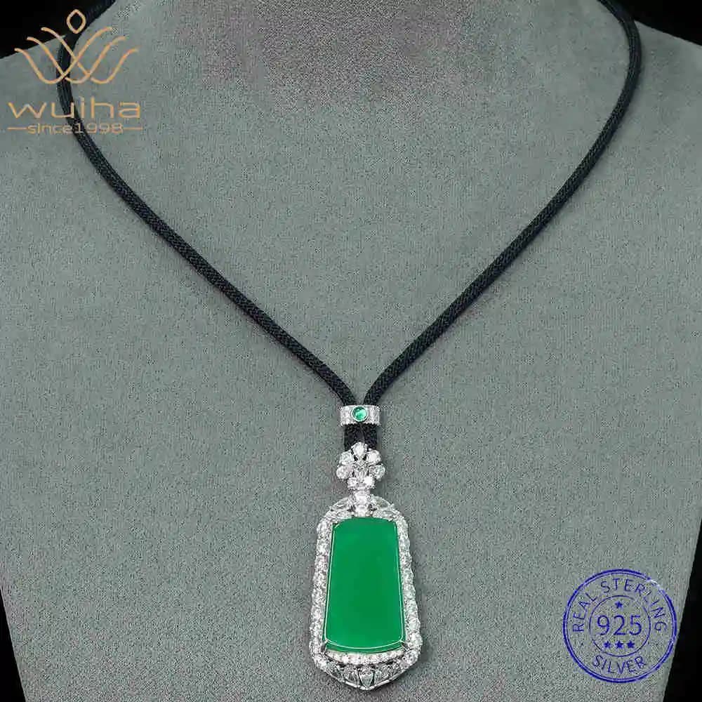 WUIHA Vintage 100% 925 argent Sterling laboratoire saphir Jade haute teneur en carbone diamant pierr