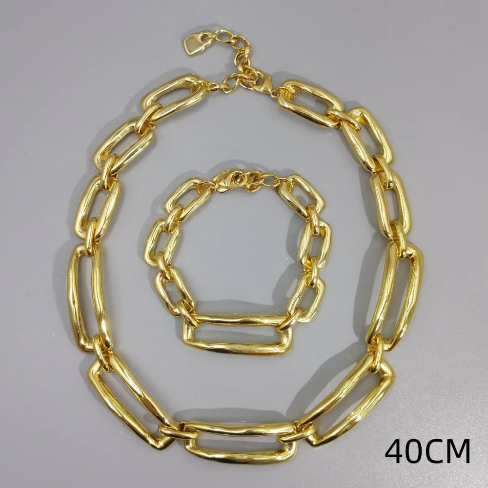 Nouvelle Collection Printemps 2026 : Ensemble Bijoux Unique Or et Argent – Bracelet et Collier Recta