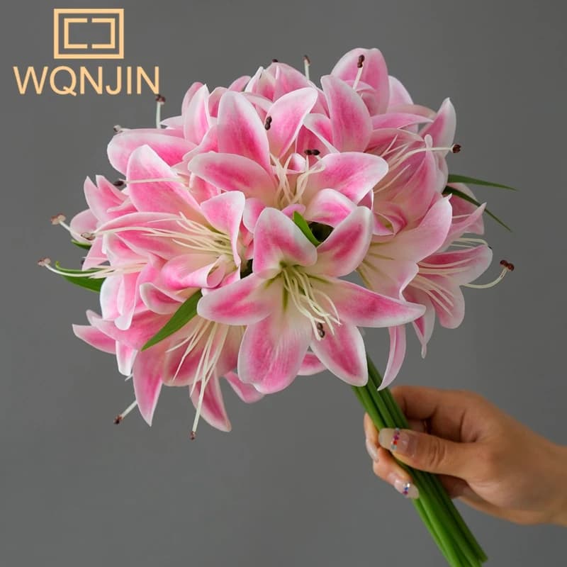 1 paquet de 20 fleurs de Simulation de lys pour la décoration de la maison, Table à manger, décorati