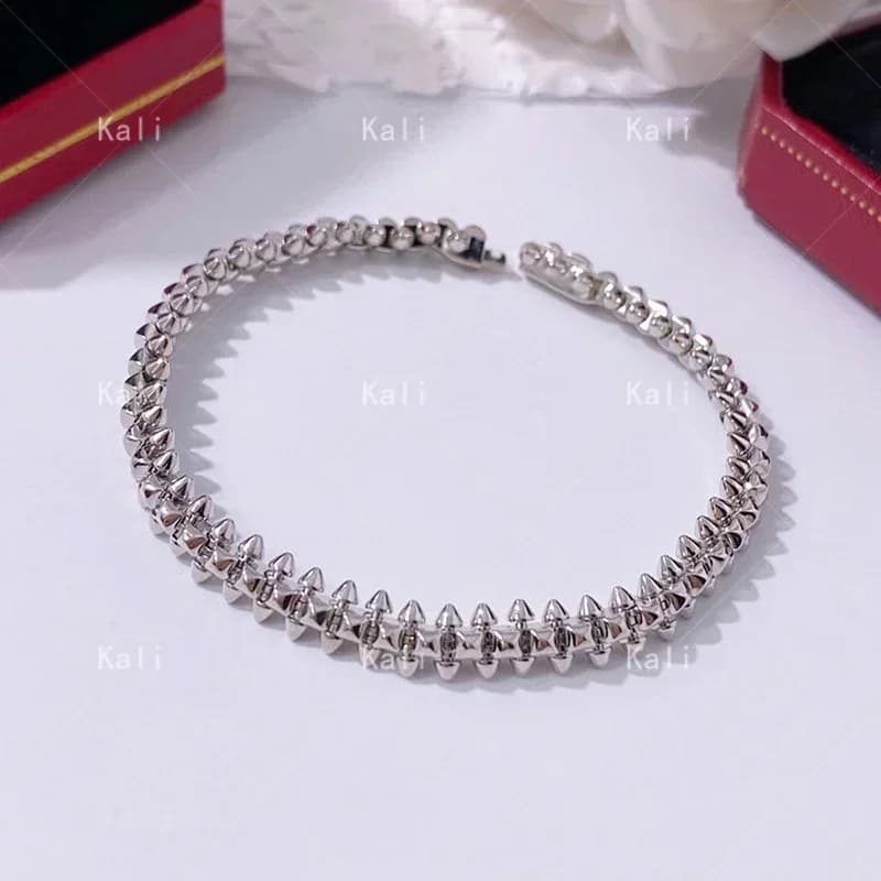 Bracelet à rivets en argent sterling 925 de marque classique, bijoux de luxe personnalisés pour femm