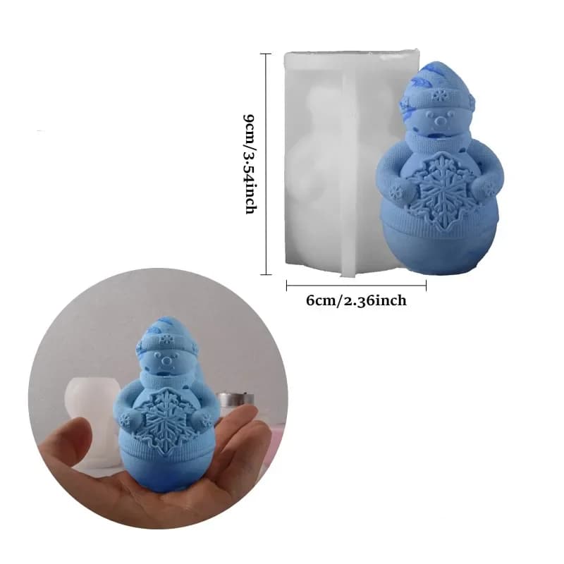 Moule à bougie en silicone flocon de neige 3D, bonhomme de neige fait à la main bricolage, bougie Re