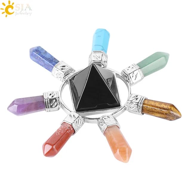 Pyramide de Charbon Naturel en Clip, Générateur d'Massage, Pendule en Spirale à 4 Points, Produit de