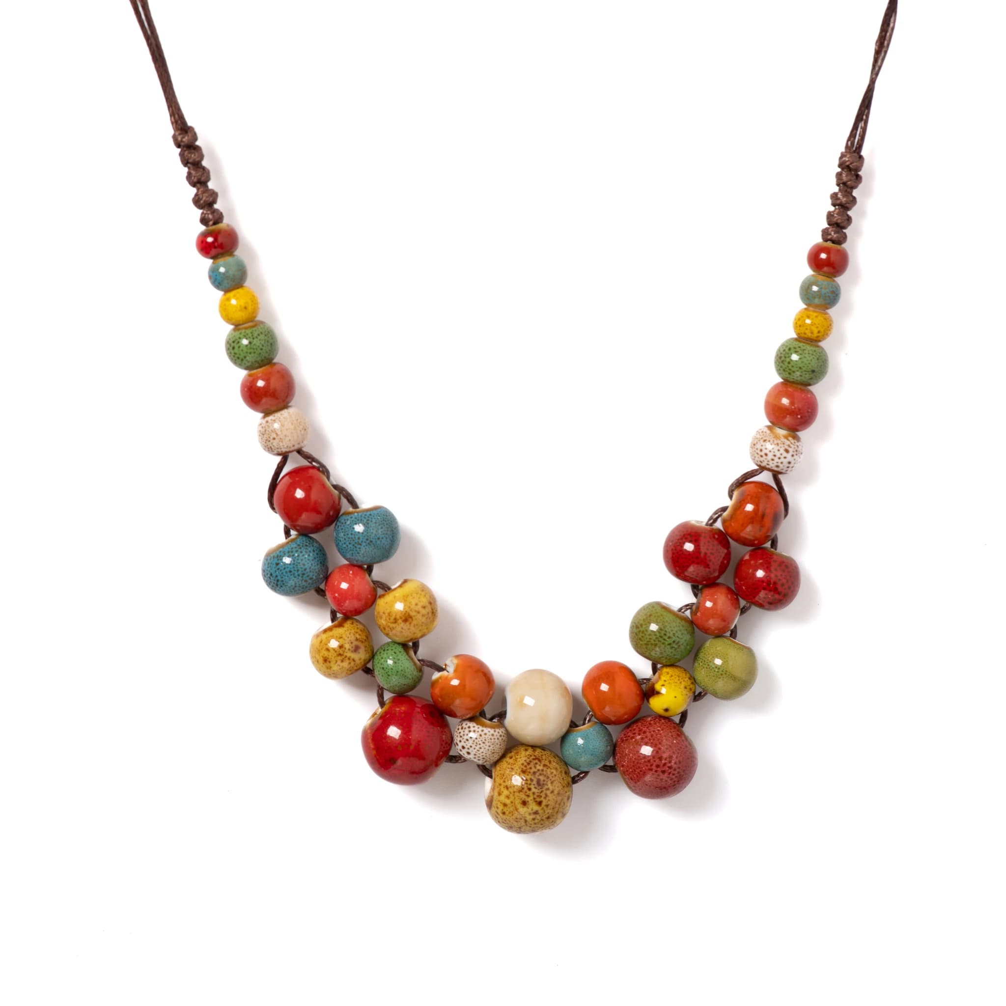 Collier en céramique coloré fait à la main pour femme, multicouche, réglable, bijoux Boho Vintage, a