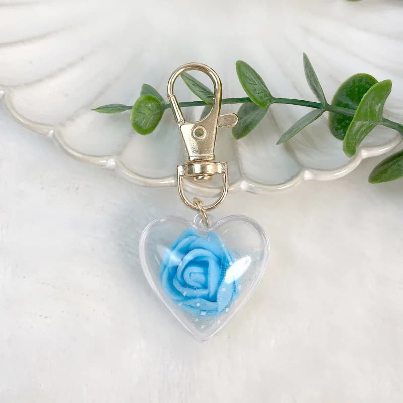 Porte-Clés Fleur Rose Éternelle en Forme de Cœur, Pendentif de Voiture, Suspendus, Ornements de Sac,