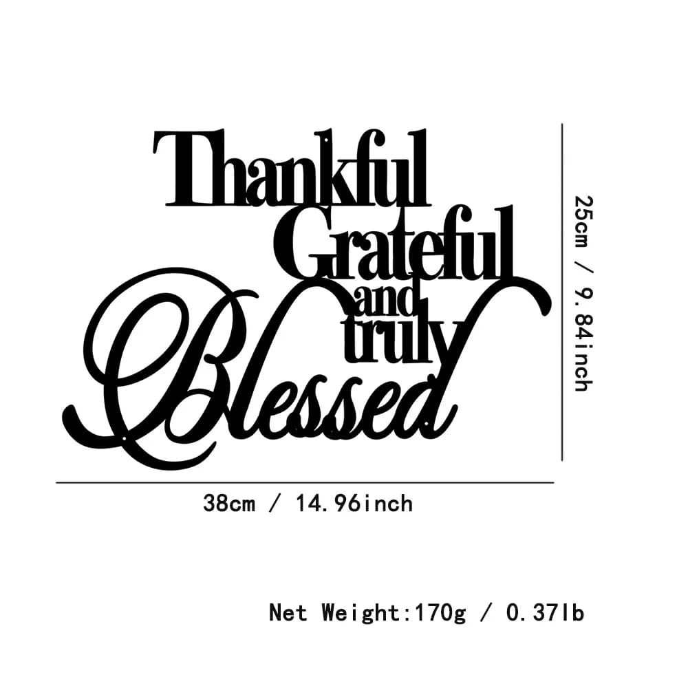 Thankcomparator Grateful and Truly Blessed Letter Wall Art Decor, Black Cut GROPlaque, Décoration in