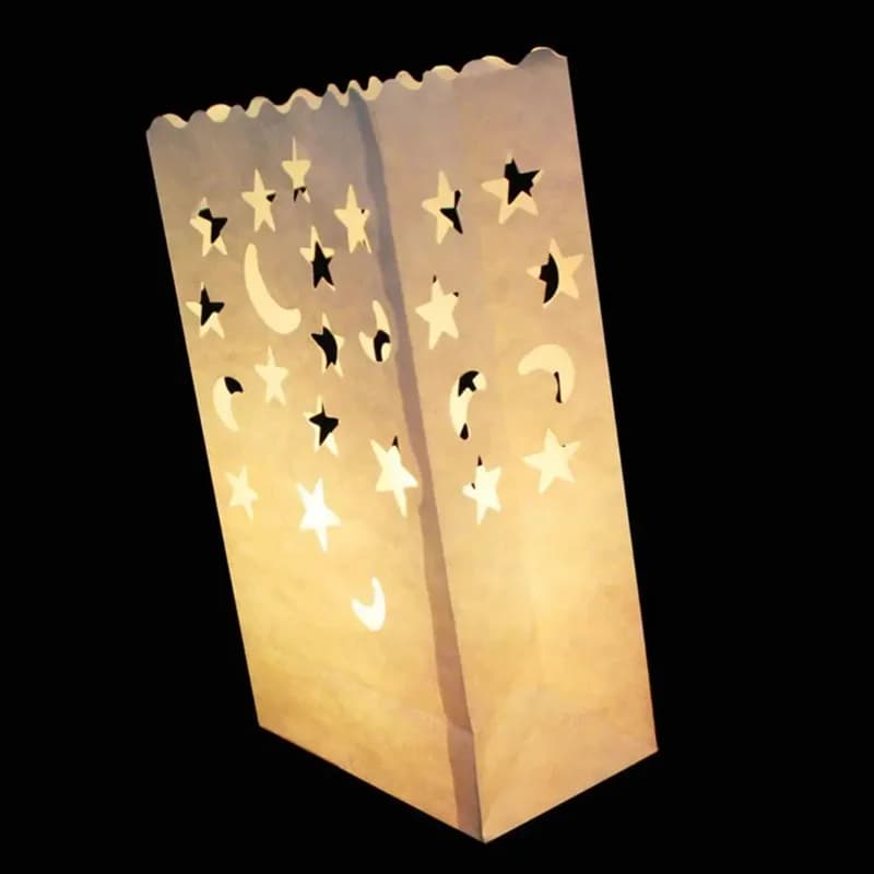 Lanterne en Papier Blanc pour Décoration de ixd'Anniversaire Romantique, Sac à Bougies, Lampe en For