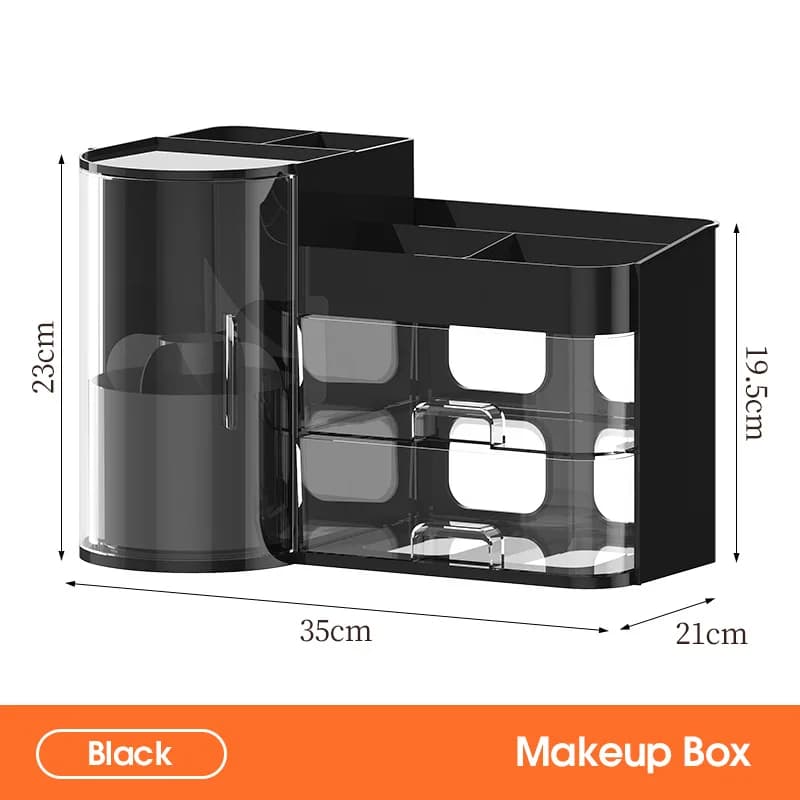 Boîte de rangement pour cosmétiques, style tiroir, anti-poussière, grande capacité, rotative, pour t