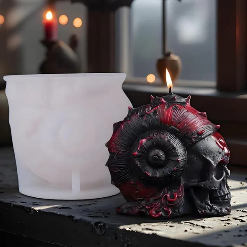 Moule de bougie de crâne d'Halloween, bougie de crâne 3D à texture fraîche, durable et réutilisable,