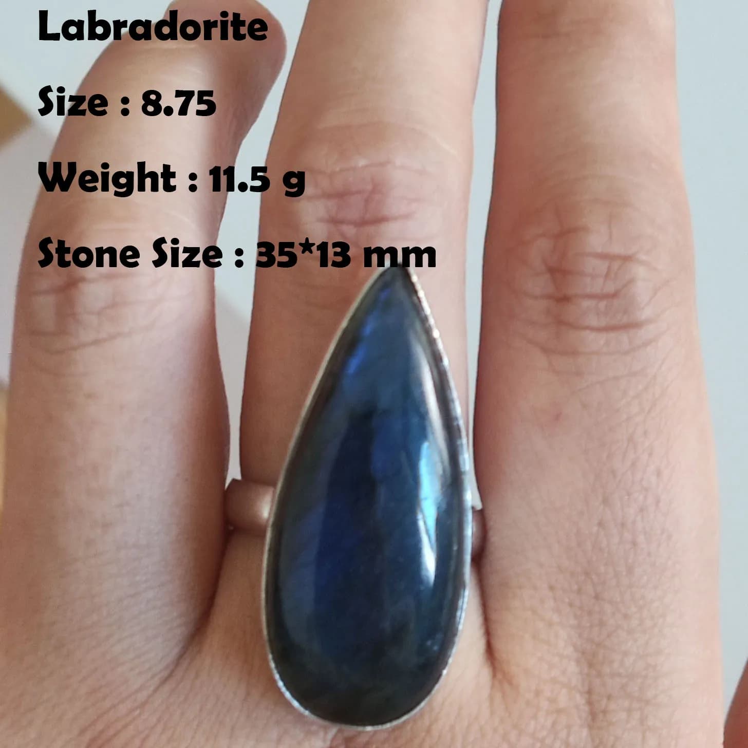 Bague en labradorite véritable, bijoux pour femmes, cadeau