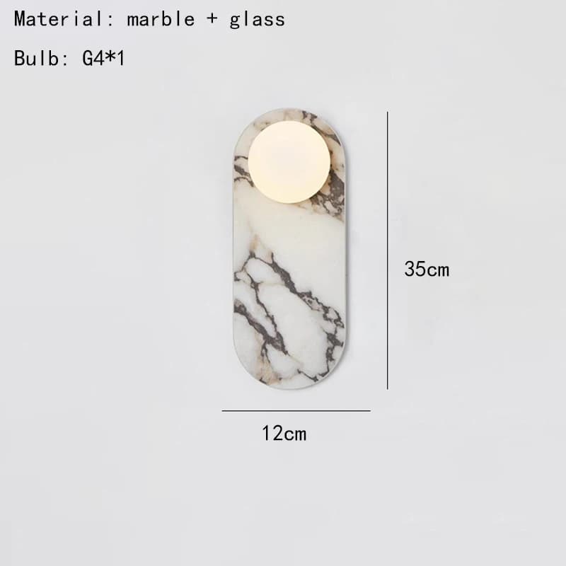 Lampe murale en marbre naturel blanc et noir, verre blanc, ampoule G9 de 8cm, applique pour intérieu