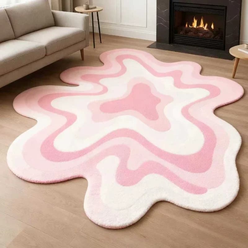 Tapis en peluche texturé abstrait VIKAMA Dopamine, forme irrégulière, doux, pour salon, chambre à co
